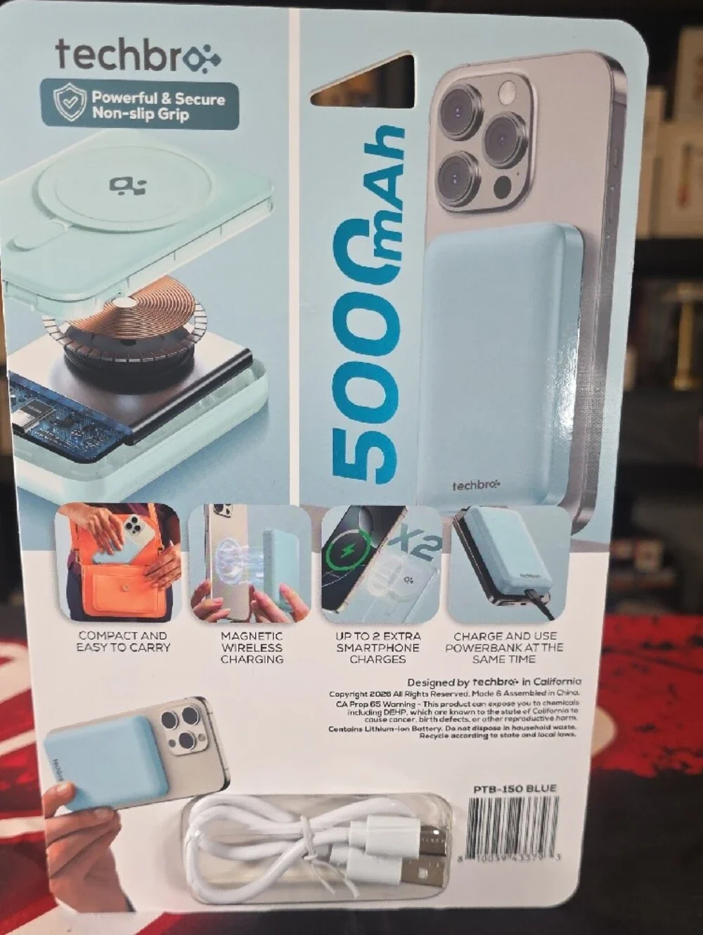 Magnetic Battery Pack – Light Blue Magsafe-Compatible Power Bank Factory Sealed